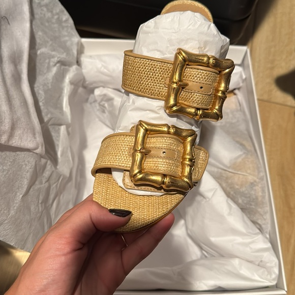 NWB Schutz Enola Natural Leather Sandal with bamboo buckle - Picture 10 of 11